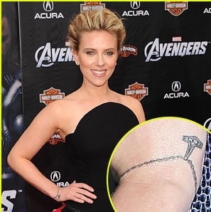 A picture of Bracelet with a pendant tattoo of Scarlett.